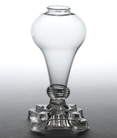 FREE-BLOWN AND PRESSED GLASS WHALE OIL / FLUID MINIATURE STAND LAMP