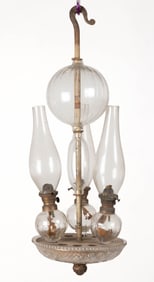 UNIQUE EARLY AMERICAN BLOWN AND PRESSED GLASS CHANDELIER