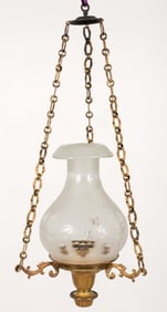 ATTRIBUTED HENRY N. HOOPER & CO. BRASS HANGING SOLAR LAMP