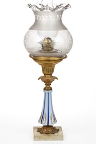 BRASS SOLAR AND DIETZ'S PILLAR STEM STAND LAMP