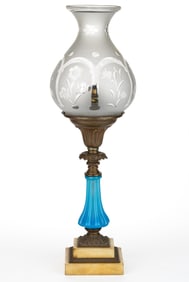 BRASS SOLAR AND DIETZ'S PILLAR STEM STAND LAMP