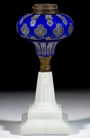 DOUBLE-CUT MOORISH WINDOWS AND QUATREFOIL KEROSENE STAND LAMP