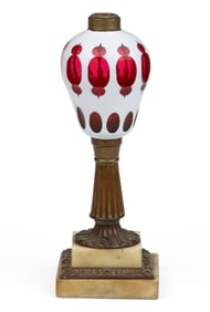DOUBLE-CUT OVERLAY MOORISH WINDOWS KEROSENE STAND LAMP