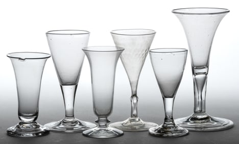 FREE-BLOWN GLASS DRINKING ARTICLES, LOT OF SIX