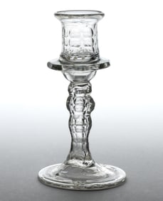 BOHEMIAN FREE-BLOWN AND CUT GLASS DIMINUTIVE CANDLESTICK