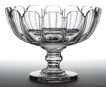 EARLY CUT GLASS LARGE OPEN COMPOTE