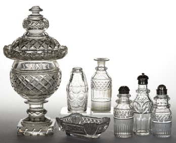 ANGLO-IRISH EARLY CUT GLASS ARTICLES, LOT OF SEVEN