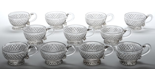 ANGLO-IRISH CUT GLASS PUNCH CUPS, LOT OF 11