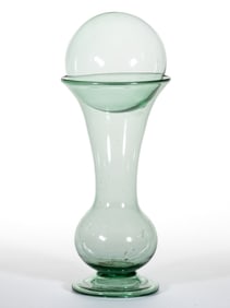 FREE-BLOWN GLASS VASE AND WITCH BALL
