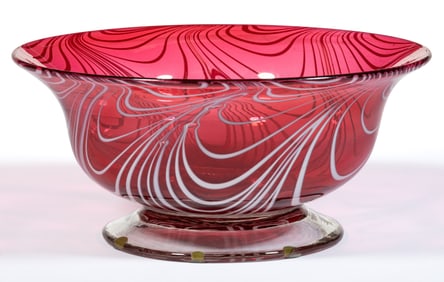FREE-BLOWN MARBRIE LOOP LARGE FOOTED BOWL