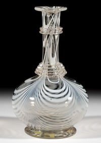 FREE-BLOWN MARBRIE DECORATED GLASS DECANTER