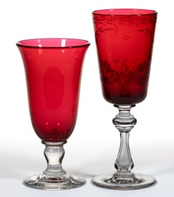 FREE-BLOWN GLASS VASES, LOT OF TWO