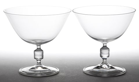 ORREFORS BLOWN GLASS PAIR OF OPEN COMPOTES
