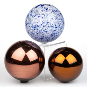 FREE-BLOWN GLASS WITCH BALLS, LOT OF THREE