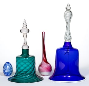FREE-BLOWN GLASS WHIMSY ARTICLES, LOT OF FOUR