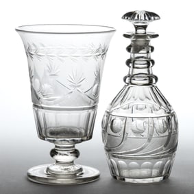 PITTSBURGH EARLY CUT GLASS ARTICLES, LOT OF TWO