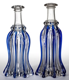 PILLAR-MOLDED PAIR OF QUART BAR DECANTERS