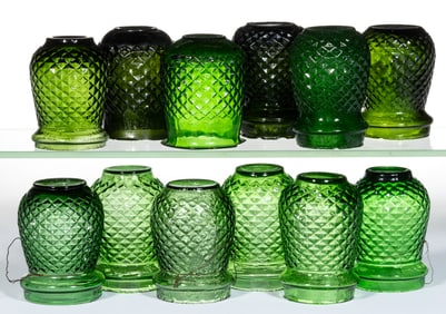 DIAMOND-PATTERN MOLDED GLASS CHRISTMAS LIGHTS, LOT OF 12