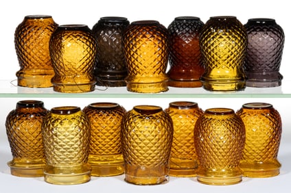 DIAMOND-PATTERN MOLDED GLASS CHRISTMAS LIGHTS, LOT OF 14
