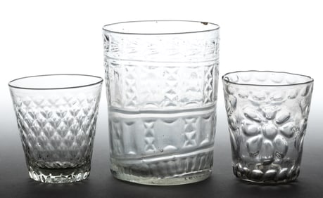 CONTINENTAL BLOWN-MOLDED GLASS DRINKING ARTICLES, LOT OF THREE