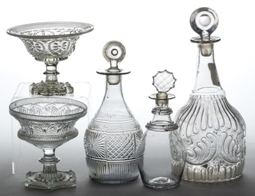ASSORTED BLOWN-MOLDED GLASS ARTICLES, LOT OF FOUR