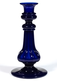 RARE PILLAR-MOLDED GLASS LARGE CANDLESTICK