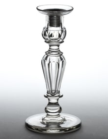 FREE-BLOWN AND CUT GLASS CANDLESTICK