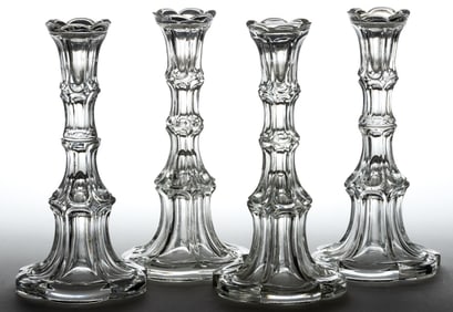 PRESSED EXCELSIOR CANDLESTICKS, LOT OF FOUR