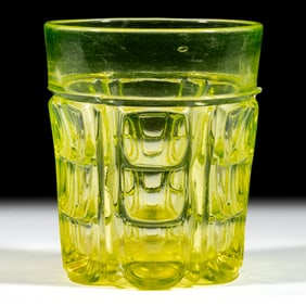 PRESSED CANARY GLASS FISHSCALE TUMBLER