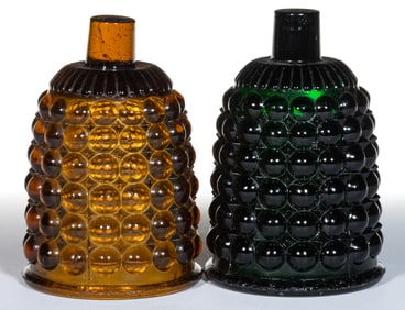 THOUSAND EYE PRESSED GLASS CHRISTMAS LIGHTS, LOT OF TWO