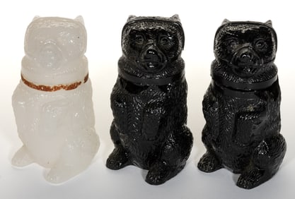 PRESSED MUZZLED BEAR SMALL-SIZE JARS, LOT OF THREE