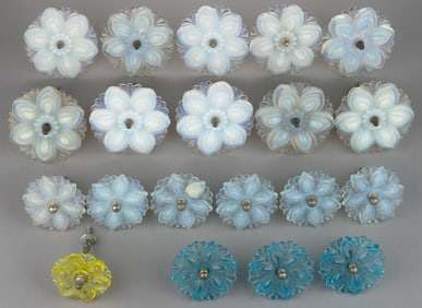 PRESSED ROSETTE CURTAIN PINS / TIE BACKS, LOT OF 20