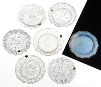 LEE/ROSE NO. 89 - 105 PRESSED GLASS CUP PLATES, LOT OF 14