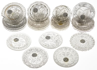 LEE/ROSE NO. 208 - 285 PRESSED CUP PLATES, LOT OF 22