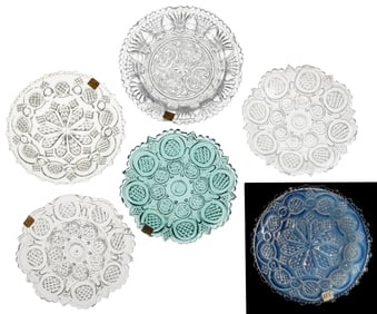 LEE/ROSE NO. 251, 253 (TWO), 254, AND 255 (TWO) PRESSED CUP PLATES, LOT OF SIX
