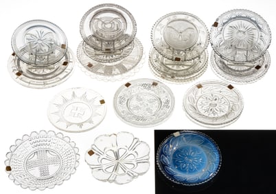 LEE/ROSE NO. 327 - 368 PRESSED CUP PLATES, LOT OF 26