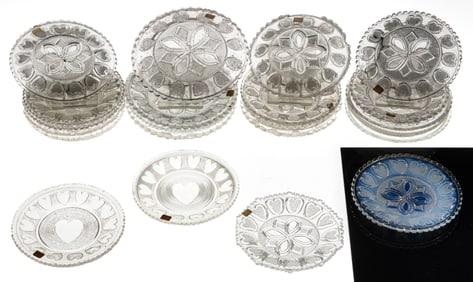 LEE/ROSE NO. 447 - 475 PRESSED CUP PLATES, LOT OF 22