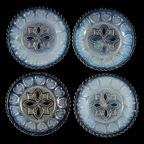 LEE/ROSE NO. 465J (THREE) AND 465L PRESSED CUP PLATES, LOT OF FOUR