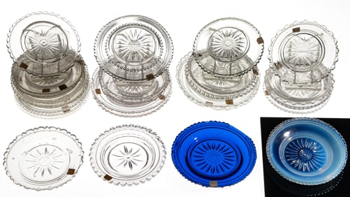 LEE/ROSE NO. 500 - 550 PRESSED CUP PLATES, LOT OF 26