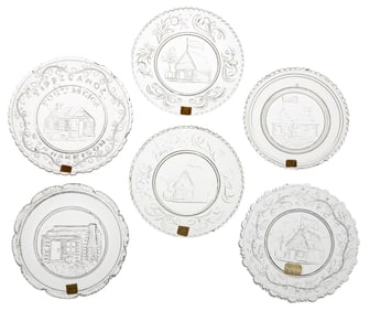 LEE/ROSE NO. 590, 593, 594, 595, 596, AND 601C PRESSED CUP PLATES, LOT OF SIX