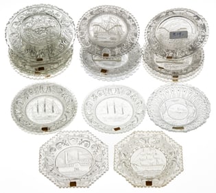 LEE/ROSE NO. 605A - 632A PRESSED CUP PLATES, LOT OF 19