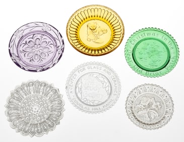 ASSORTED PRESSED GLASS CUP PLATES, LOT OF 11