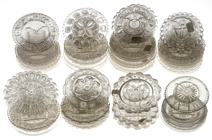 ASSORTED LEE/ROSE PRESSED GLASS CUP PLATES, UNCOUNTED LOT