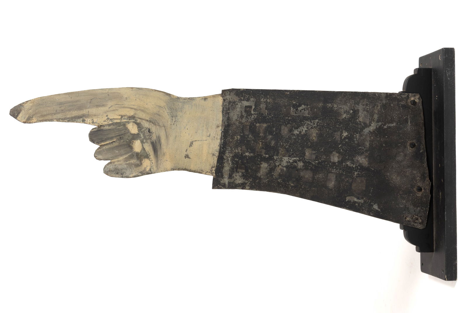 AMERICAN FOLK ART PAINTED SHEET-IRON / TIN HAND POINTER TRADE SIGN (1 of 2)