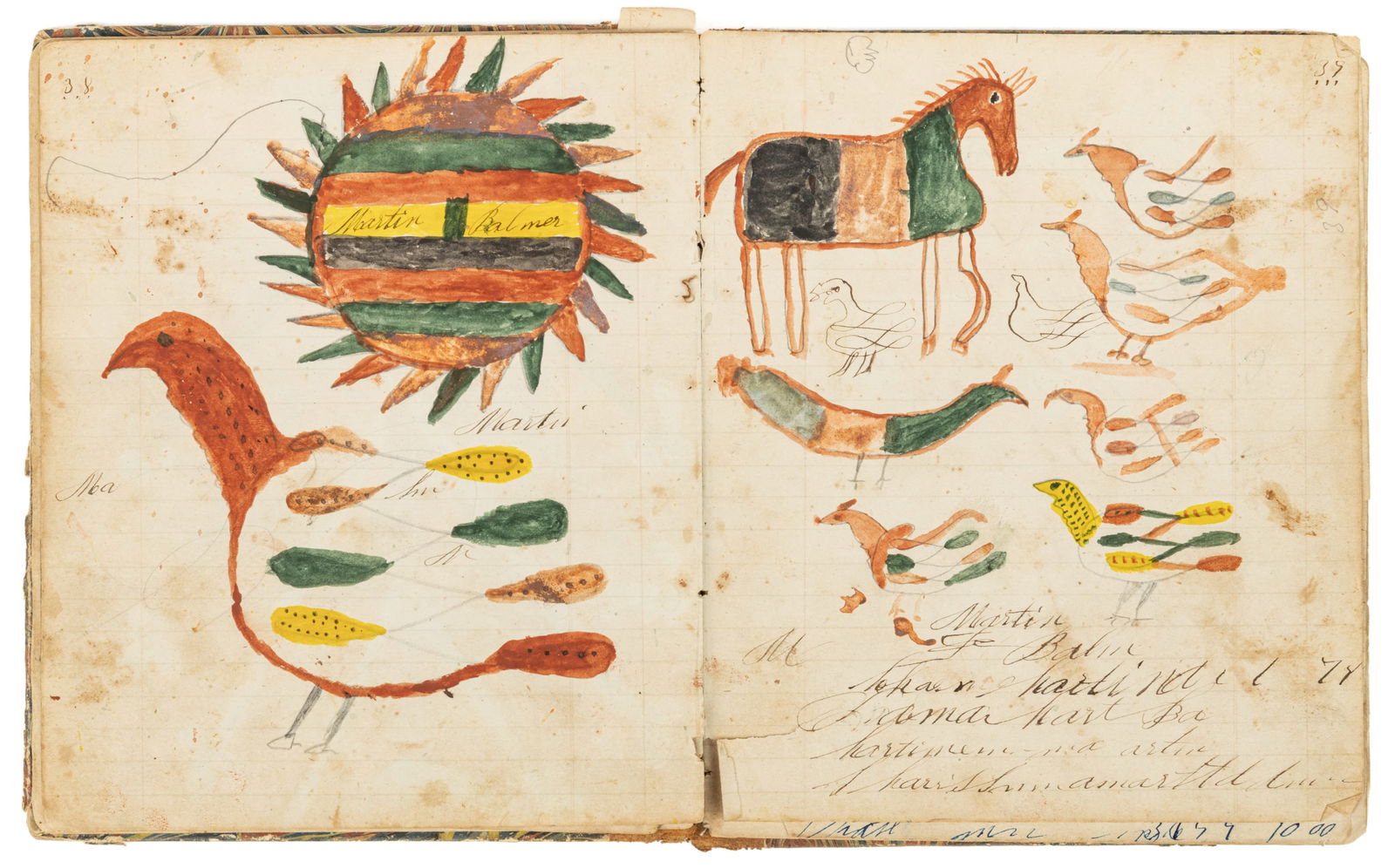 MARTIN WEAVER BALMER (LANCASTER CO., PENNSYLVANIA, 1845-1860) FOLK ART COPY / DAY BOOK (1 of 5)