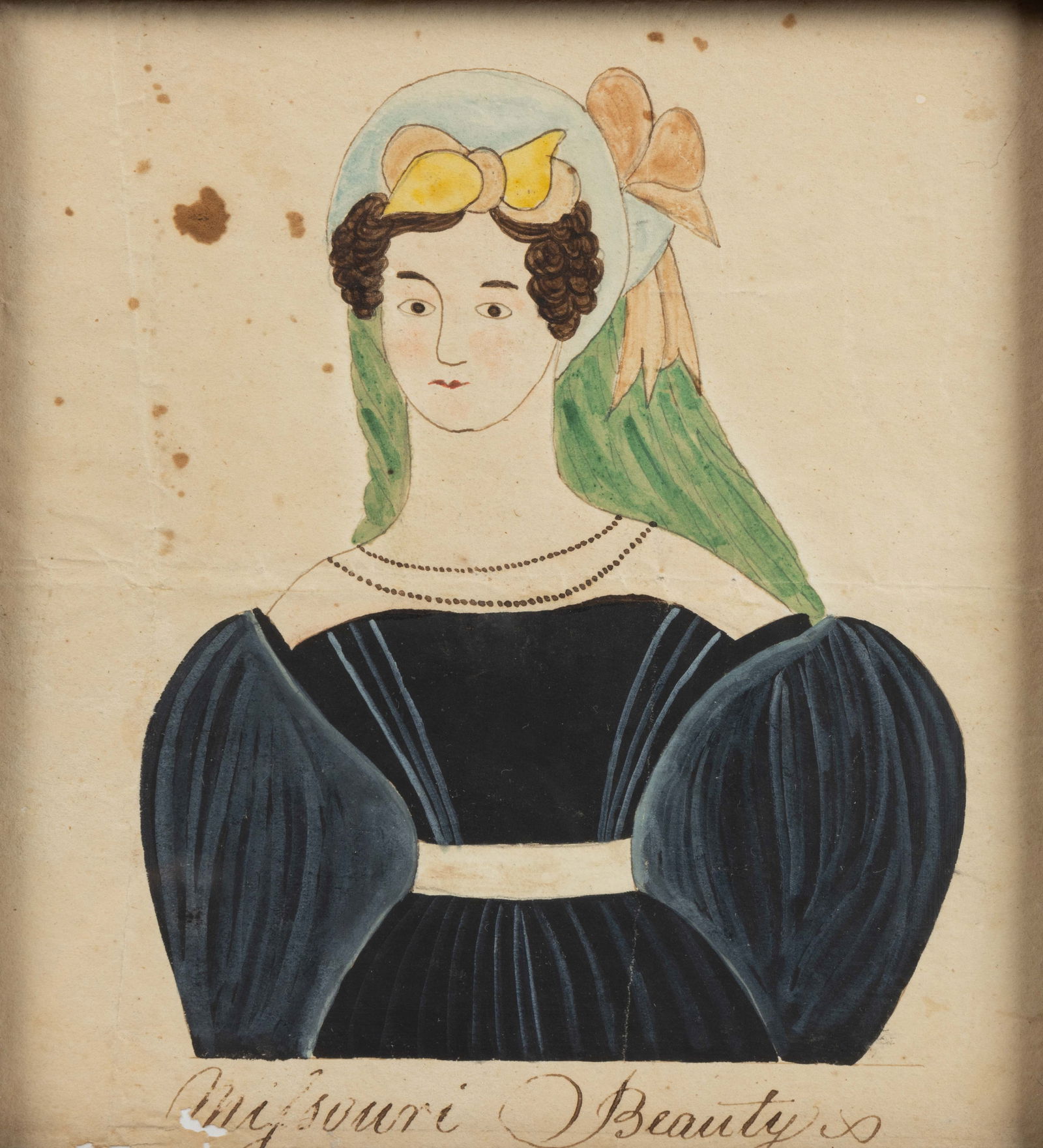 AMERICAN FOLK ART PORTRAIT OF A LADY (1 of 3)