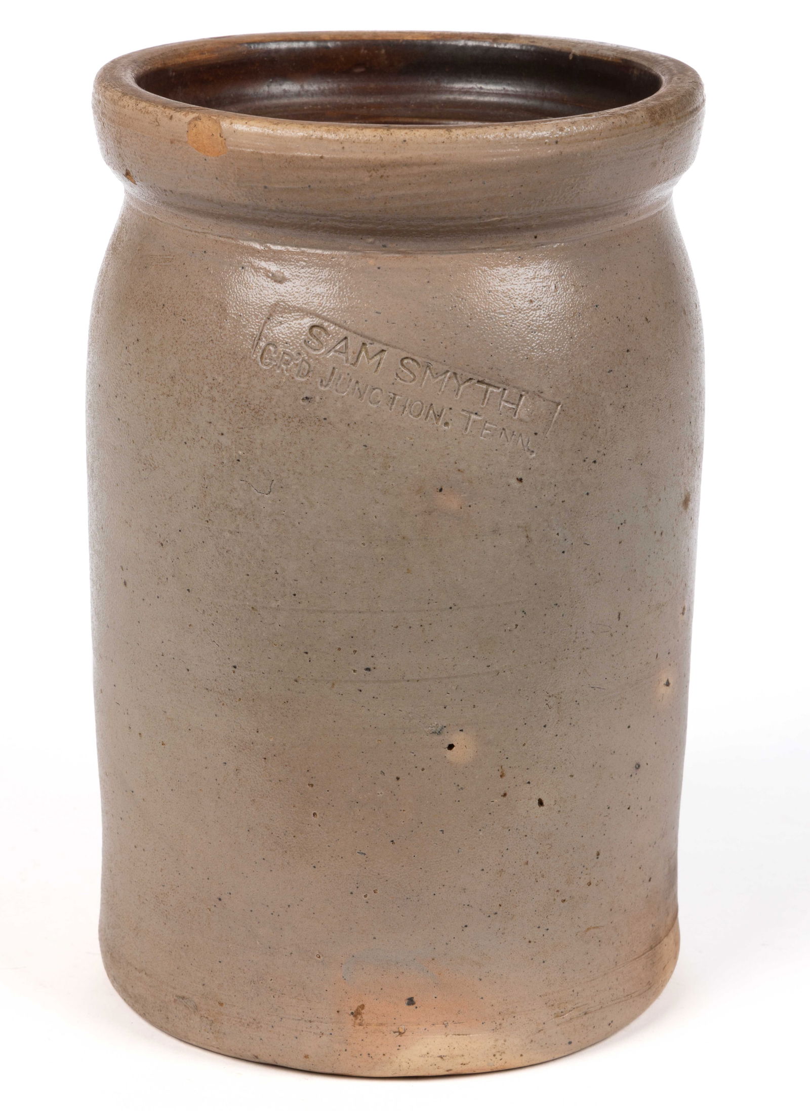 STAMPED "SAM SMYTH / GR'D JUNCTION / TENN.", TENNESSEE STONEWARE JAR (1 of 5)