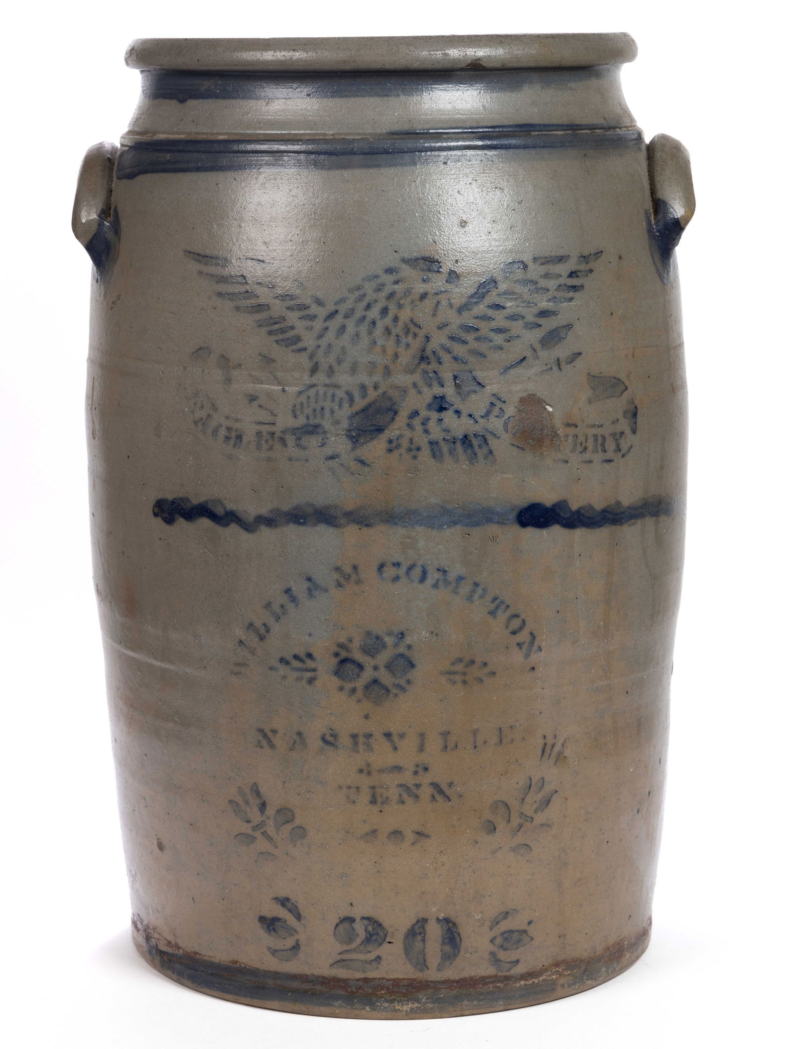 WESTERN PENNSYLVANIA "EAGLE POTTERY" AND NASHVILLE, TENNESSEE MERCHANT'S STENCILED STONEWARE (1 of 5)