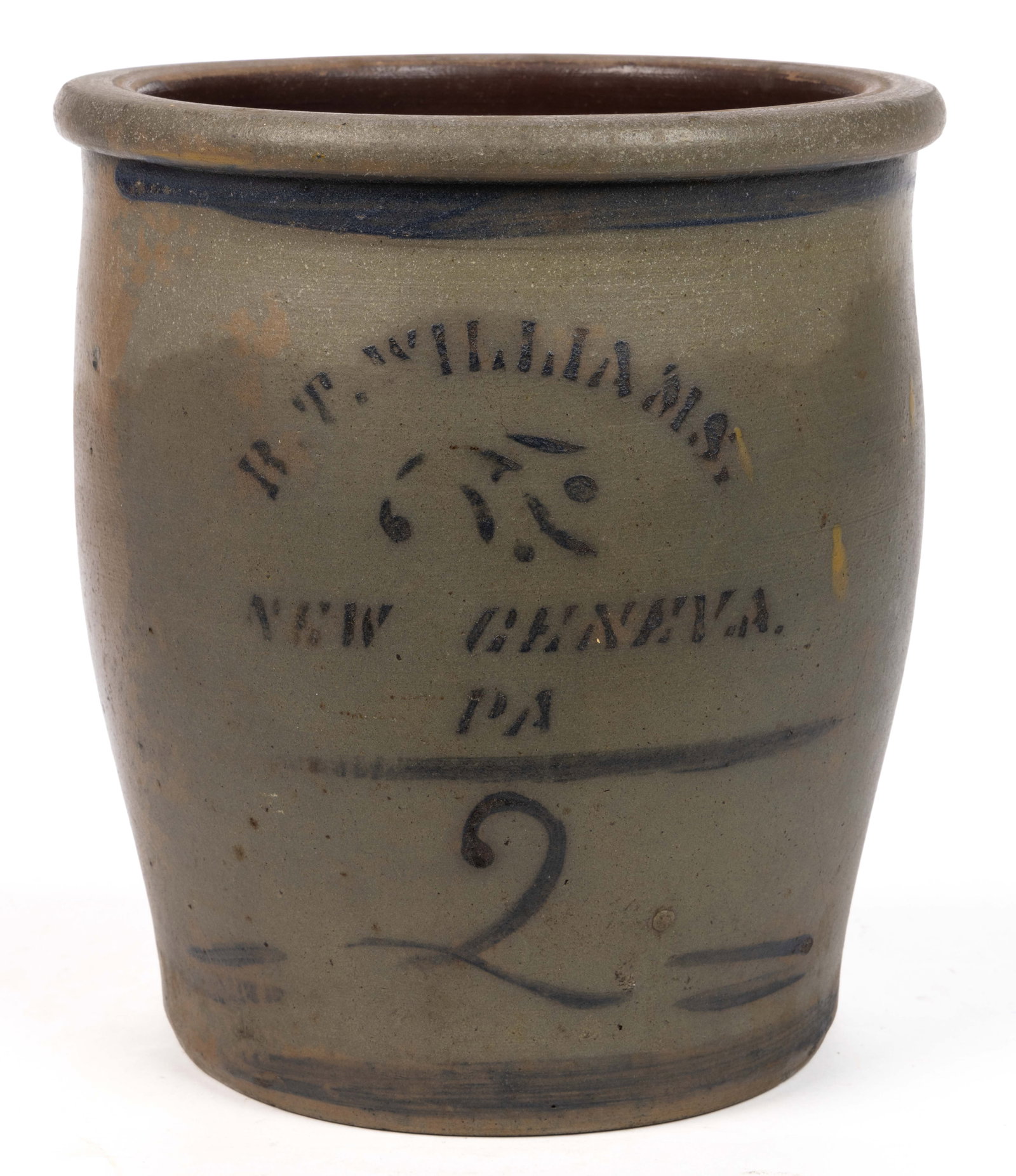 WESTERN PENNSYLVANIA STENCILED DECORATED STONEWARE CROCK (1 of 5)