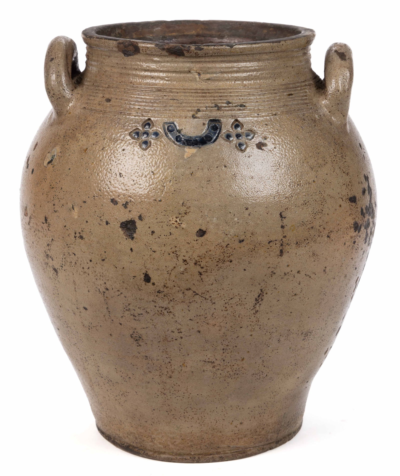 FREDERICK CARPENTER ATTRIBUTED, BOSTON / CHARLESTOWN, MASSACHUSETTS DECORATED STONEWARE JAR (1 of 5)
